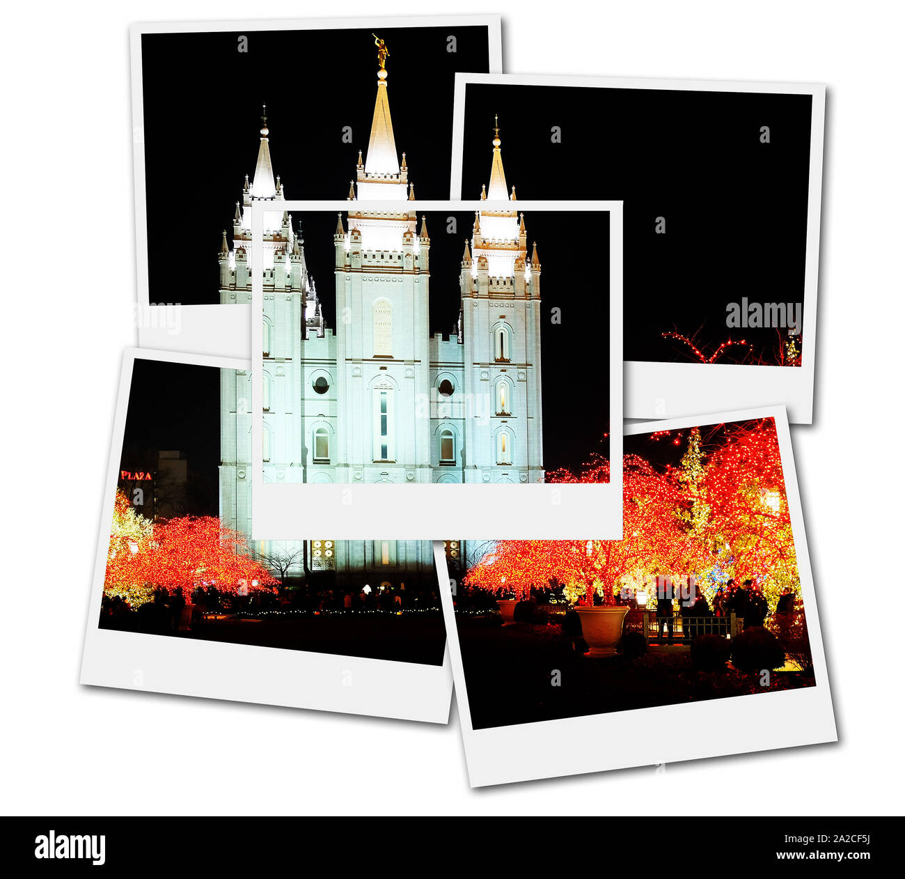 Salt Lake City, Mormon Temple Weihnachtsbeleuchtung Dezember Utah film frame Fotos Stockfoto
