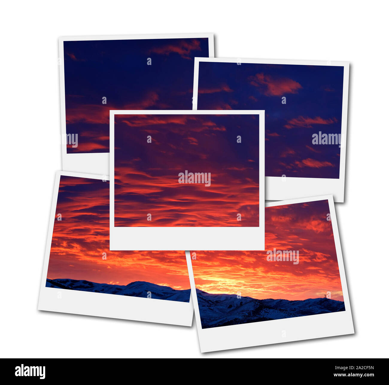 Wolken im Himmel wüste Sonnenuntergang oder Sunrise Berge Film Frames Stockfoto