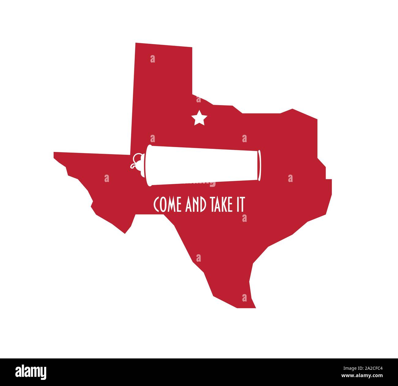 Distressed Texas Karte Vector Illustration für Schlacht von Gonzales während Texas Revolution Jubiläum. Kommen Sie und Nehmen es Flagge grungy Symbol. Stock Vektor