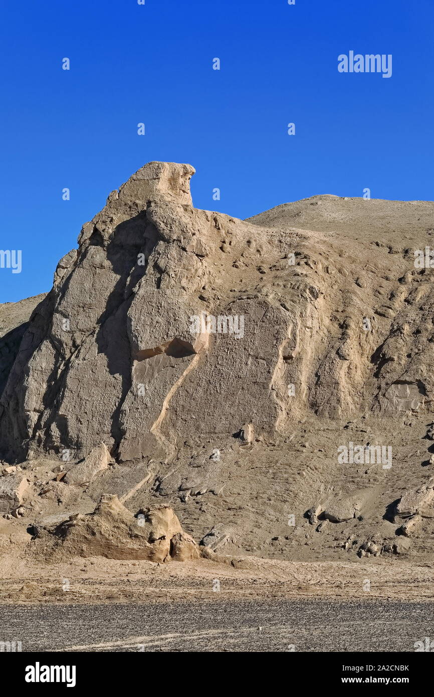 Yardang-Wind erodierte Felsen und Grundsteine - abwechselnd Grate und Furchen - Qaidam Desert-Qinghai-China-0535 Stockfoto