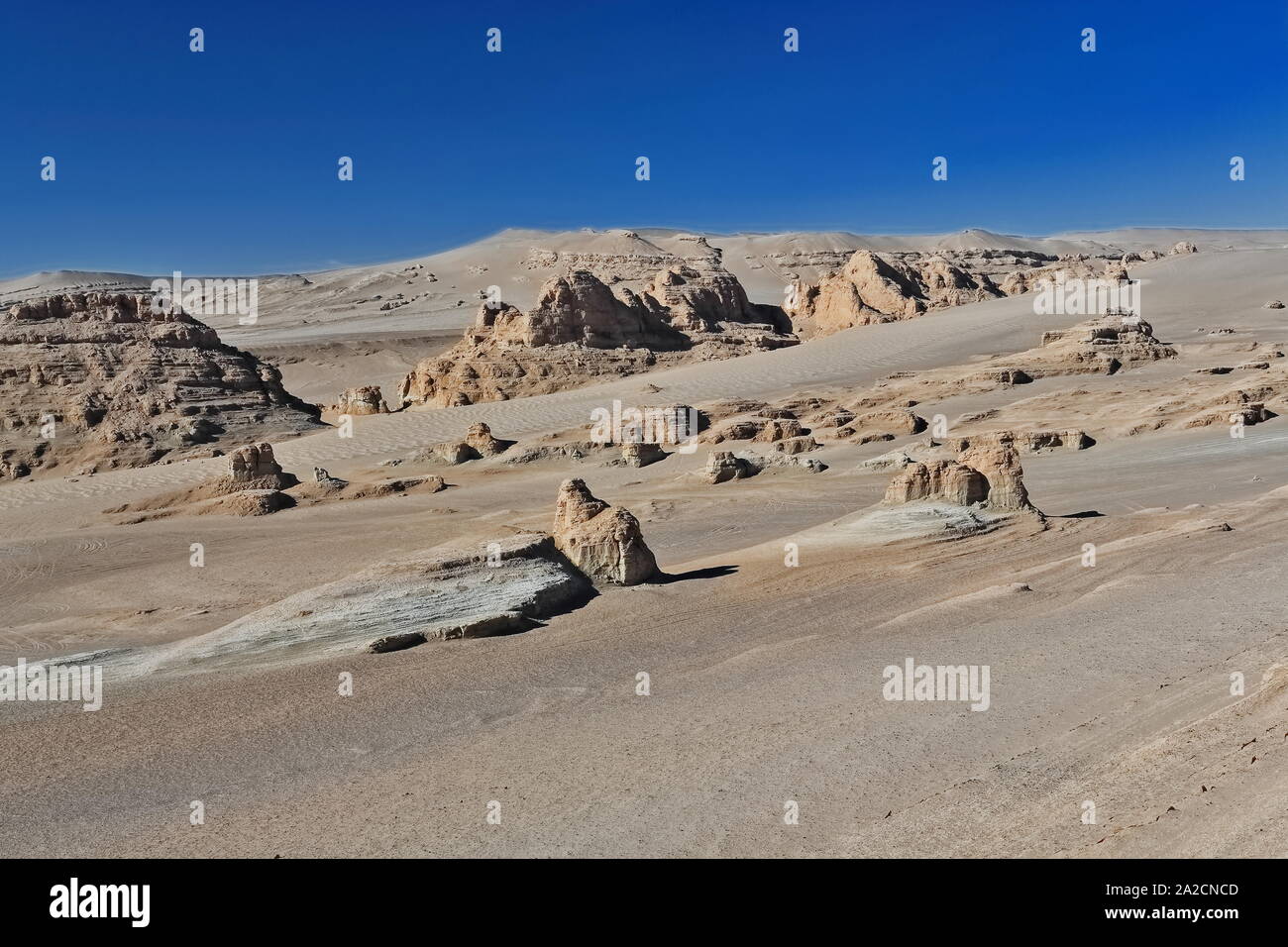 Yardang-Wind erodierte Felsen und Grundsteine - abwechselnd Grate und Furchen - Qaidam Desert-Qinghai-China-0541 Stockfoto