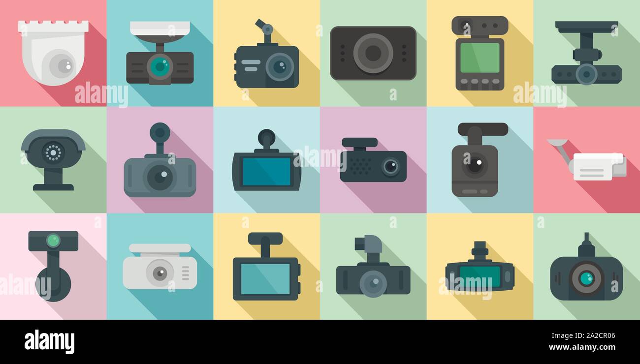 DVR-Symbole gesetzt. Flachbild von DVR-Vector Icons für Web Design Stock Vektor