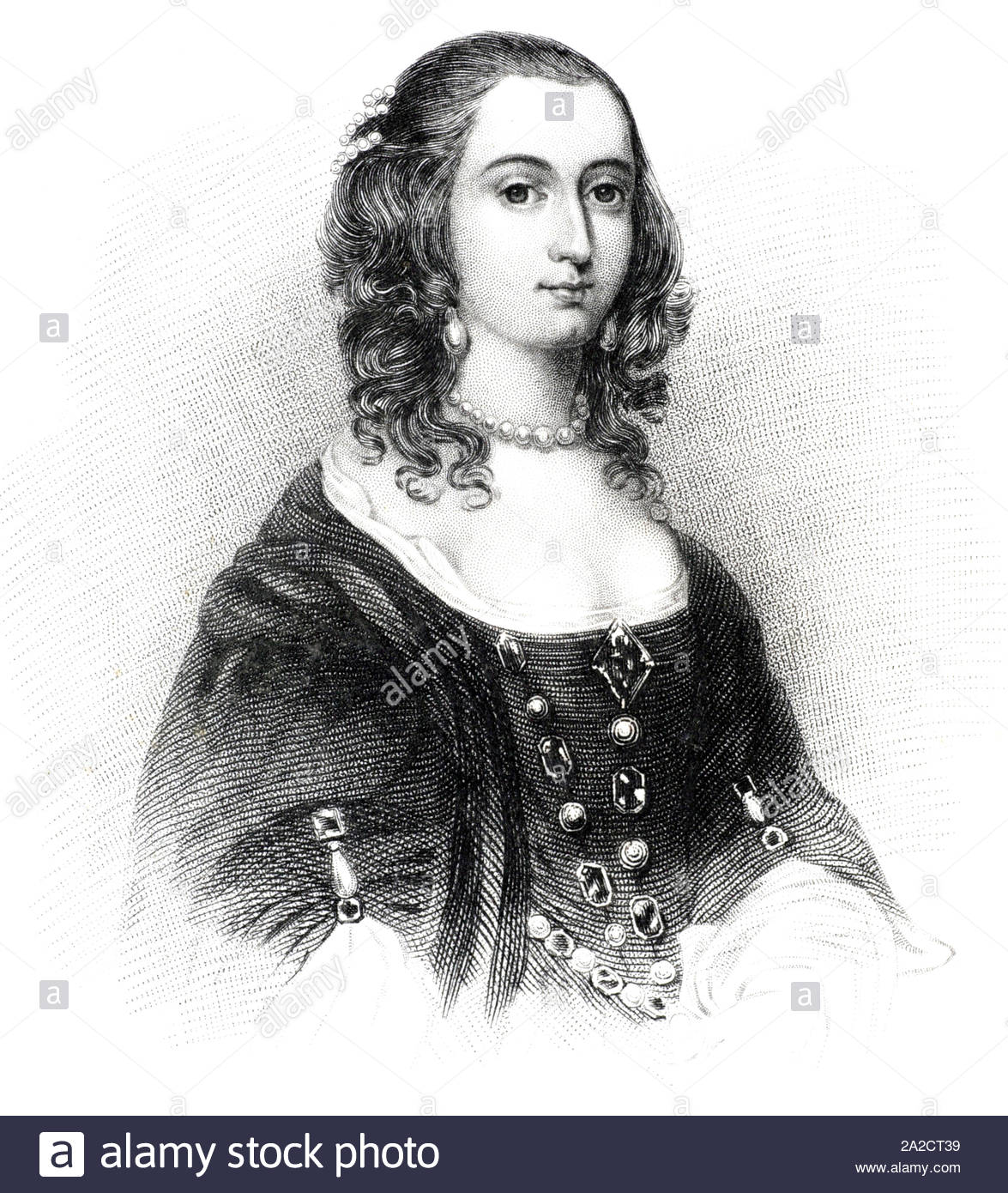 Lady Anne Clifford Porträt, 1590-1676, Gräfin Dowager von Dorset, Pembroke und Montgomery, 14 Baroness De Clifford, war ein englischer peeress, vintage Abbildung von 1850 Stockfoto