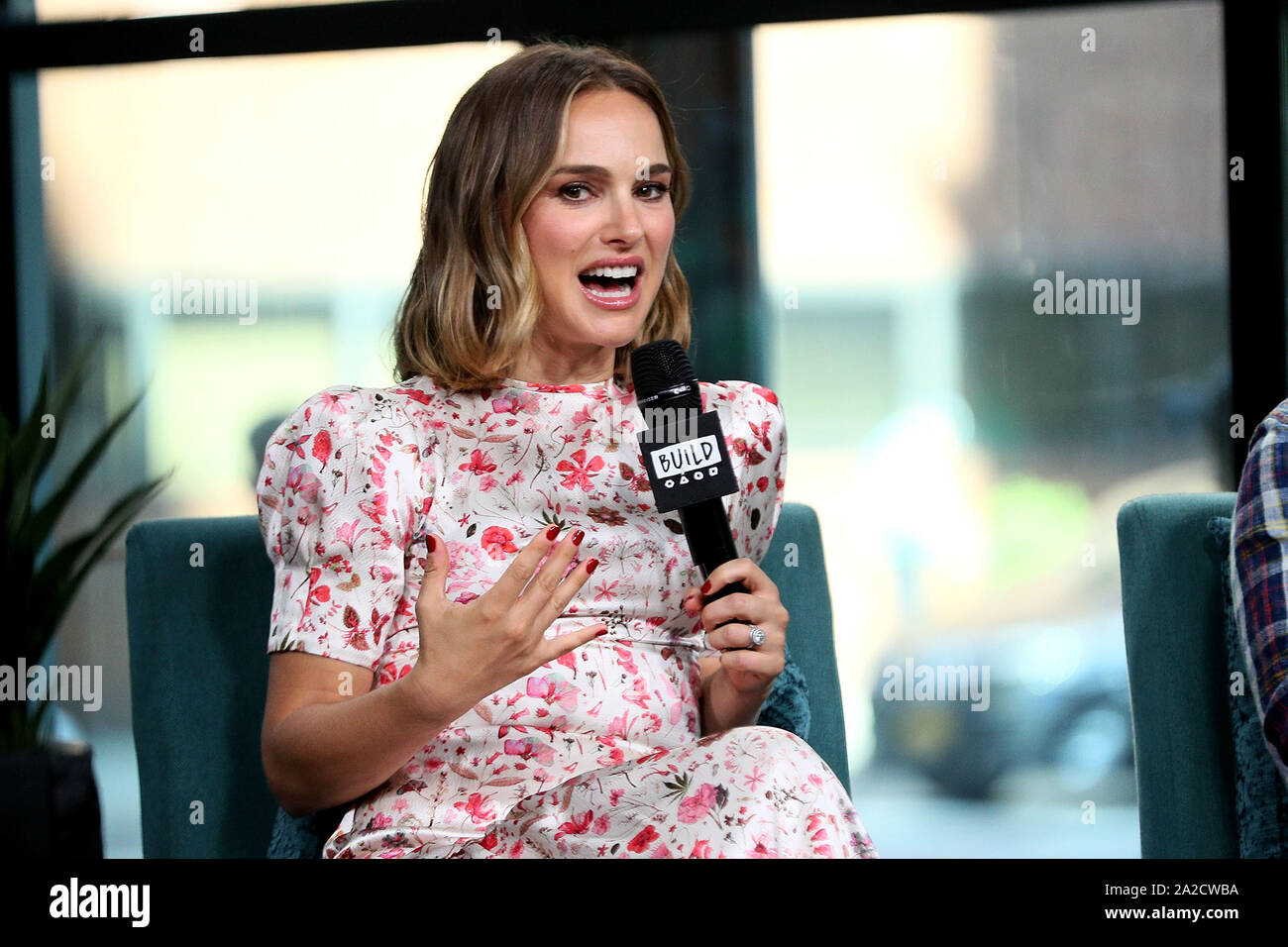 New York, USA. 2. Oktober 2019. Am Aufbau Lautsprecher Serie: Über den neuen Film "Lucy in den Himmel zu bauen. Quelle: Steve Mack/Alamy leben Nachrichten Stockfoto