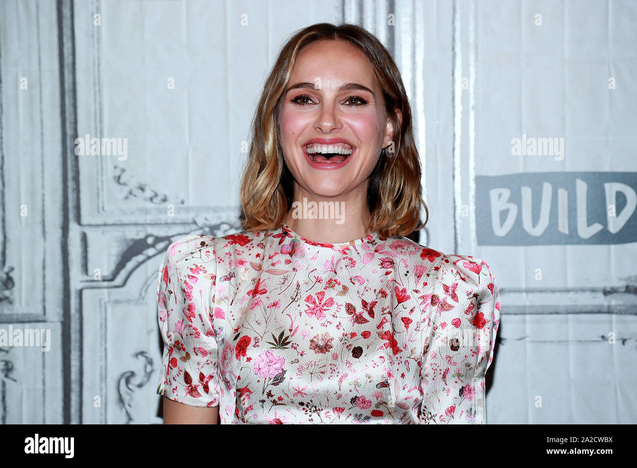 New York, USA. 2. Oktober, 2019. Natalie Portman am bauen Lautsprecher Serie: Über den neuen Film "Lucy in den Himmel zu bauen. Quelle: Steve Mack/Alamy leben Nachrichten Stockfoto