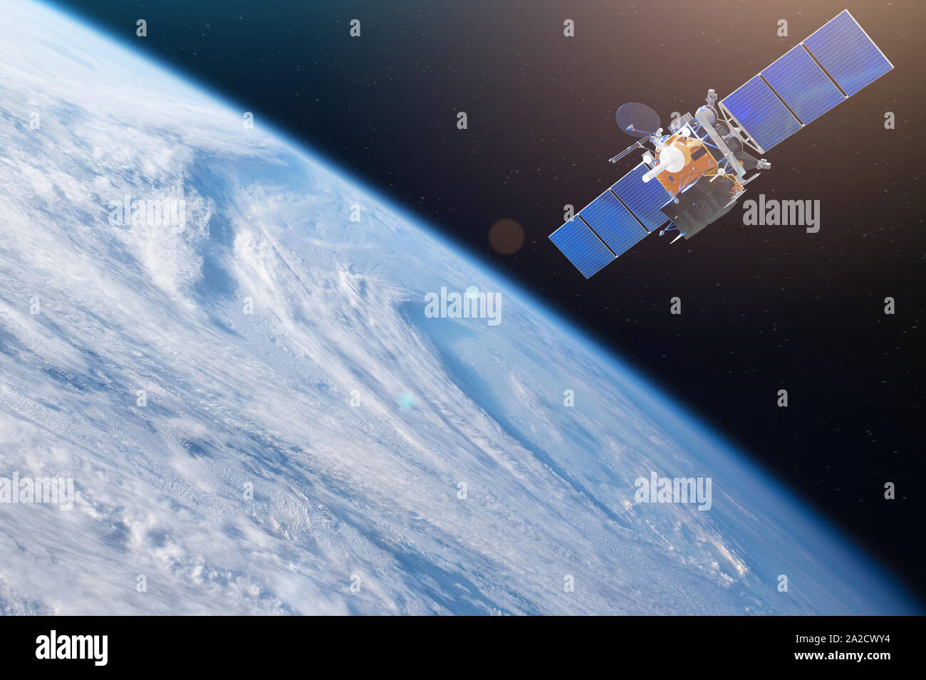 Raum-Satelliten die Erde umkreisen. Elemente des Bildes von der NASA eingerichtet. Stockfoto