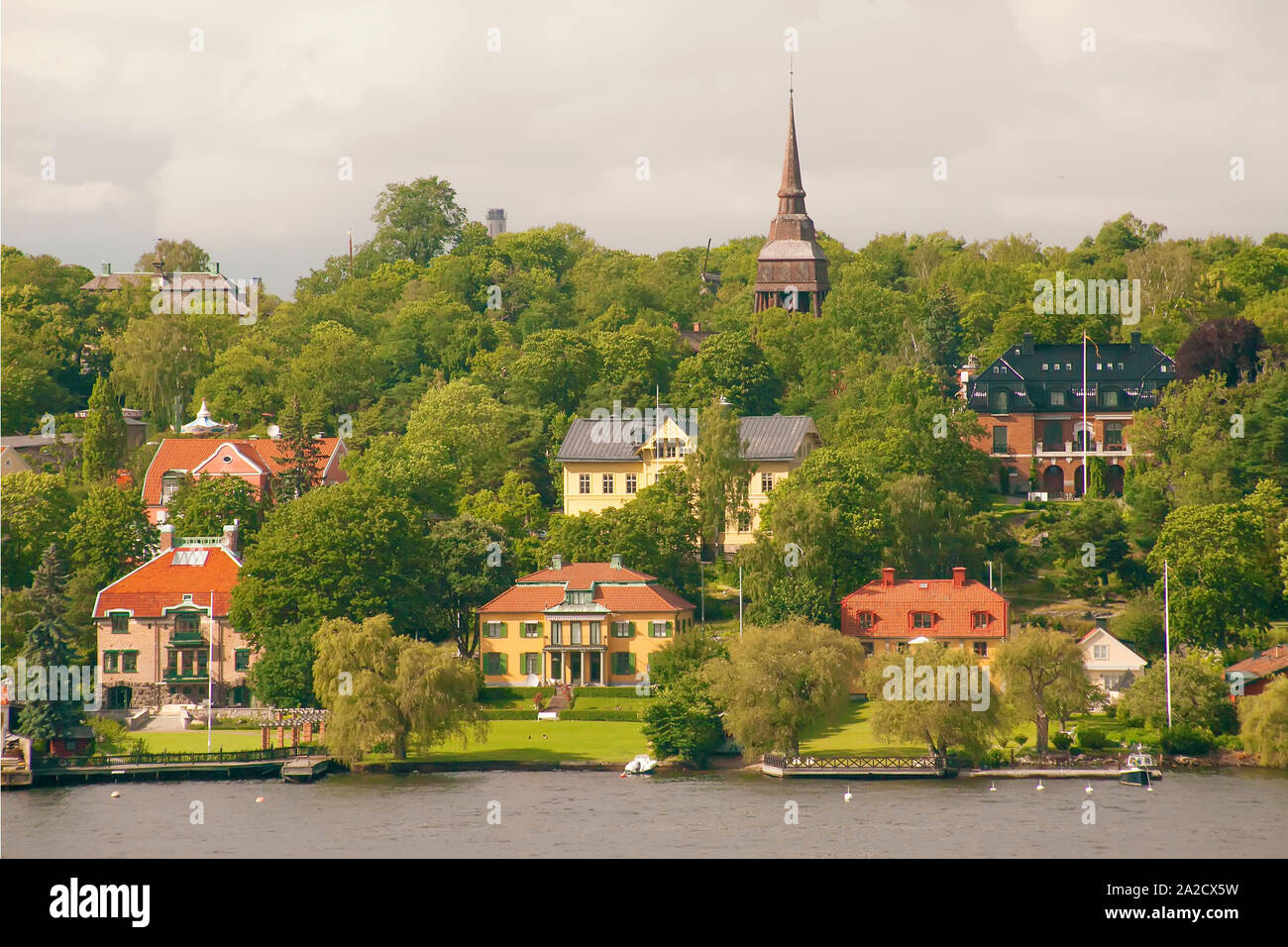 Häuser auf dem Stockholmer Archipel, Schweden Stockfoto
