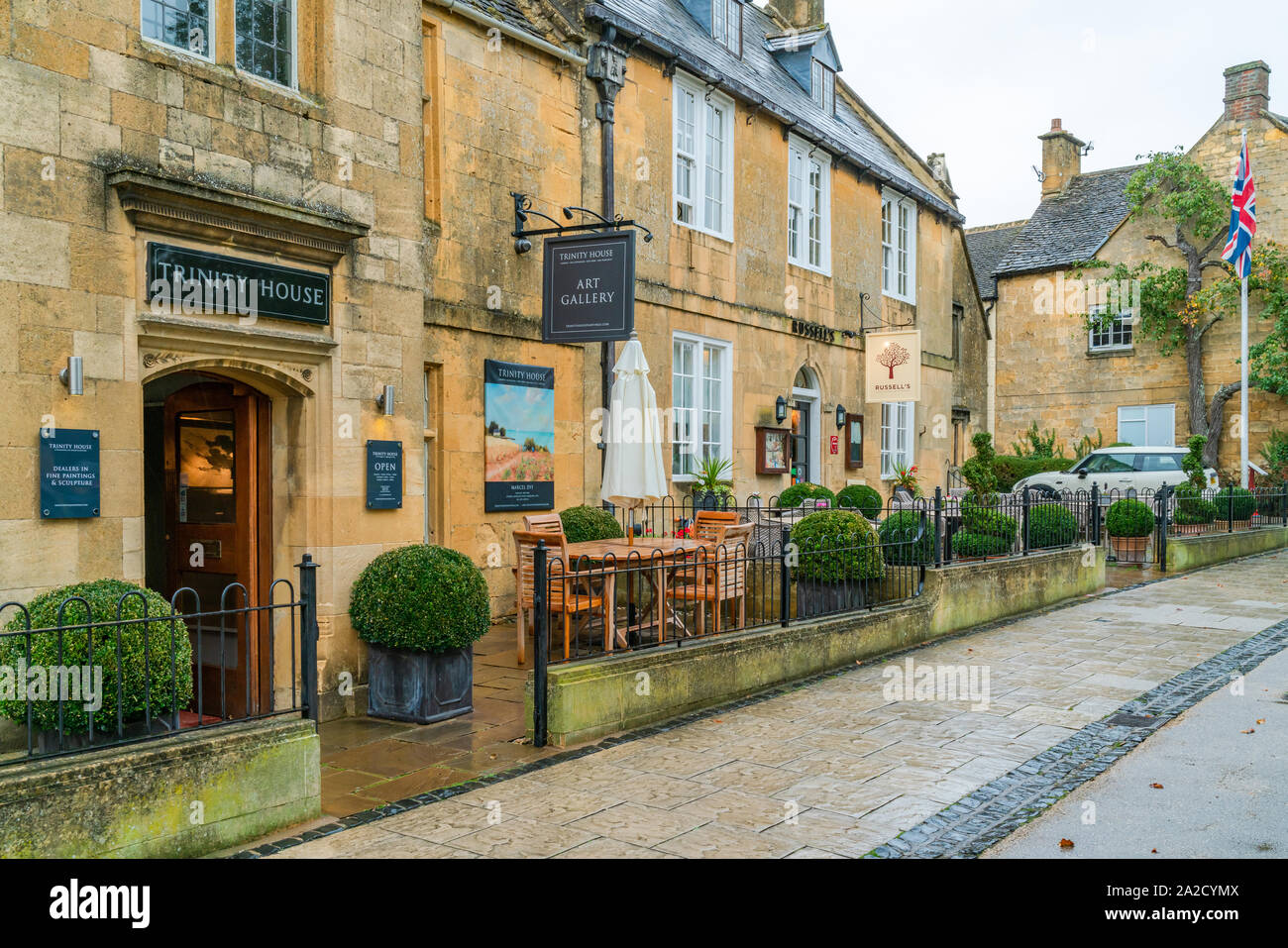 BROADWAY, Großbritannien - 22 September 2019: Broadway Cotswolds ist ein Dorf in einem Gebiet von außergewöhnlicher Landschaft und Naturschutz. Stockfoto