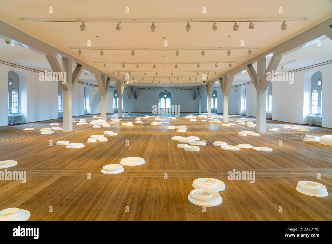 Eine Kunstinstallation in der Runde Turm, Trinitatis Kirche in Kopenhagen, Dänemark. Stockfoto