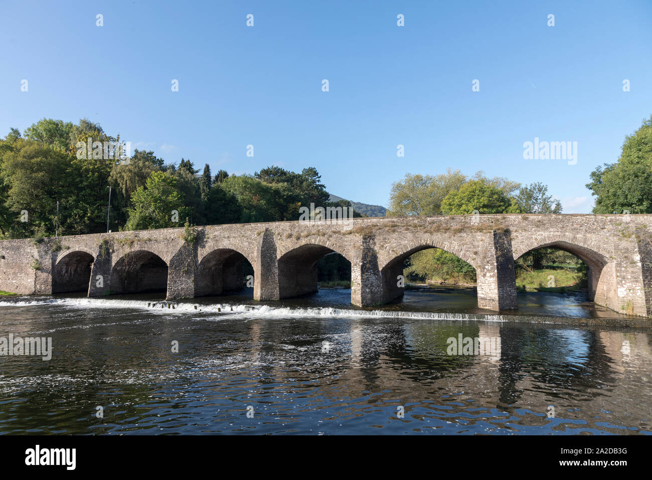 Brücke über den Fluss Usk, Abergavenny, Wales, Großbritannien Stockfoto