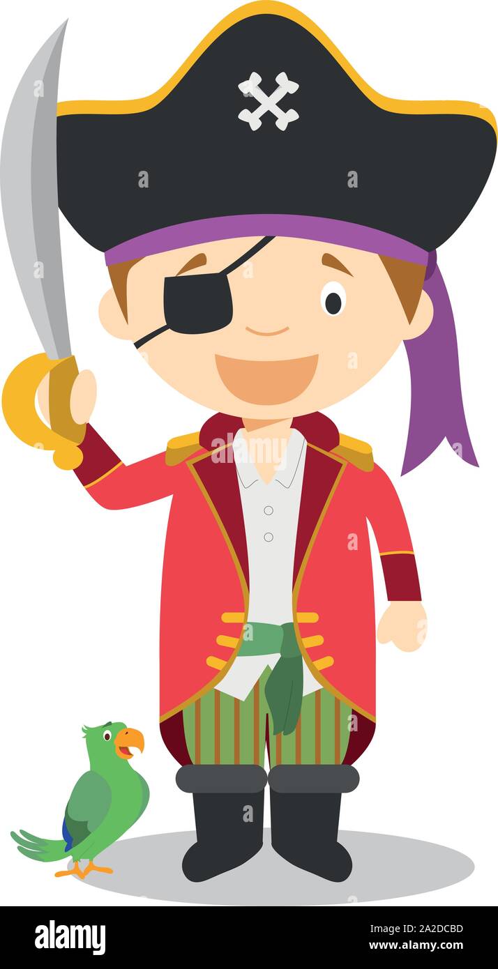 Cute cartoon Vector Illustration eines Piraten Stock Vektor