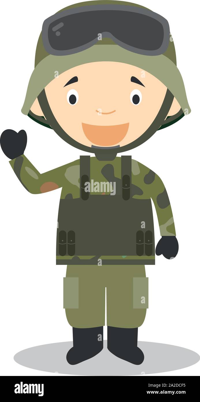 Cute cartoon Vector Illustration eines Soldaten Stock Vektor