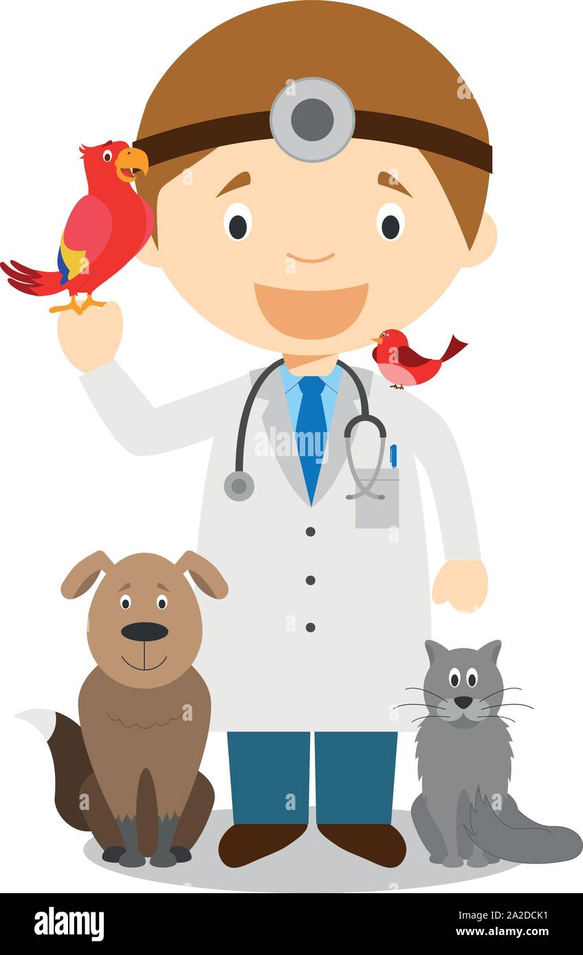 Cute cartoon Vector Illustration eines Tierarztes Stock Vektor