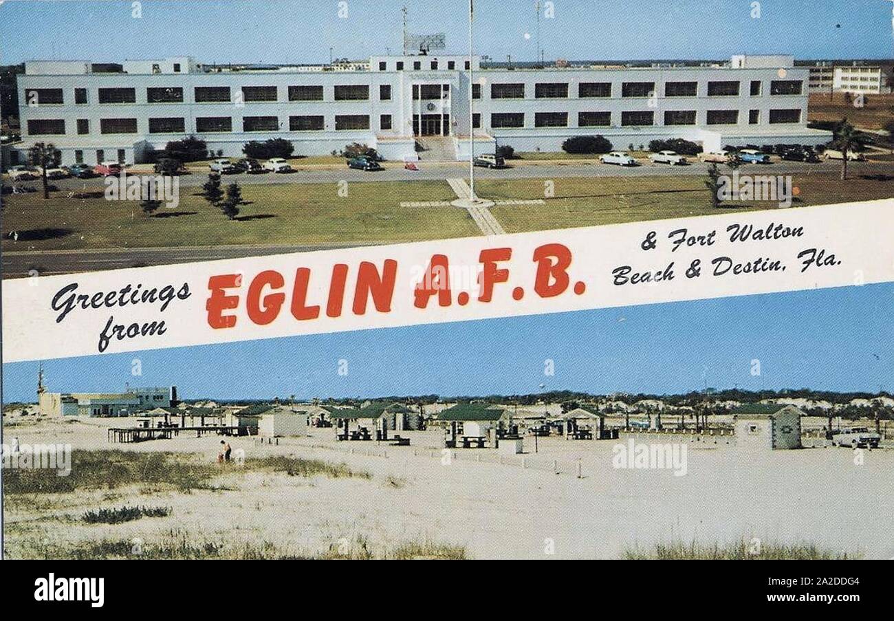 Eglin Air Force Base - Postkarte Willkommen. Stockfoto