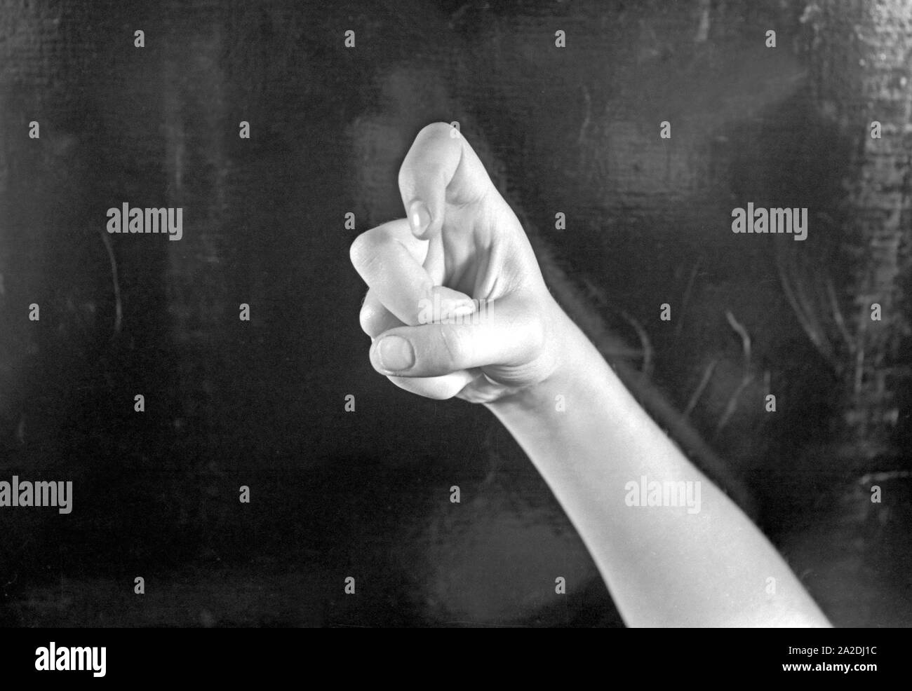 Der Buchstabe X in der Fingersprache. Buchstabe X in Finger Alphabet. Stockfoto