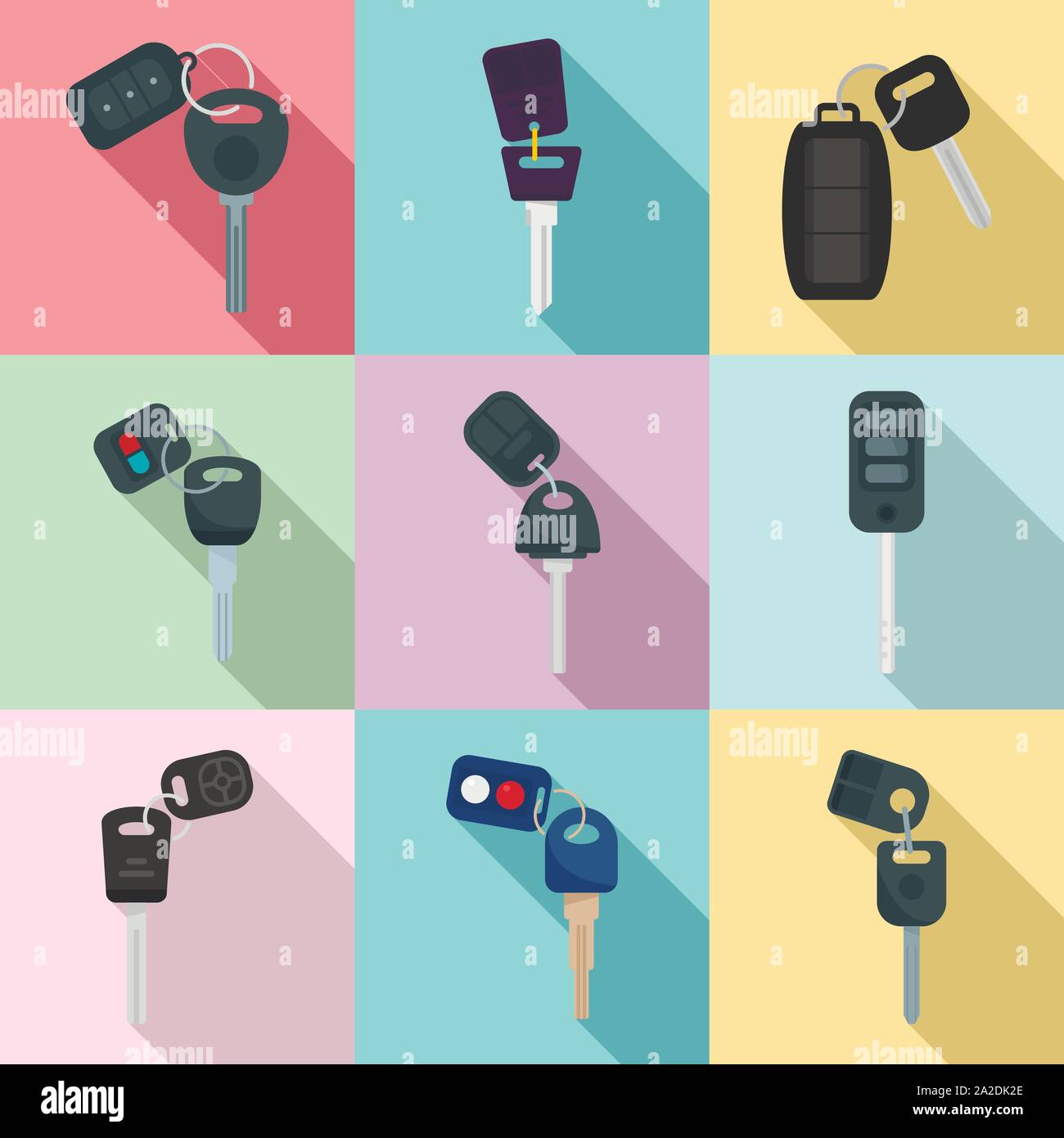 Auto Alarm System Icons einstellen. Flache set Auto Alarm System Vector Icons für Web Design Stock Vektor