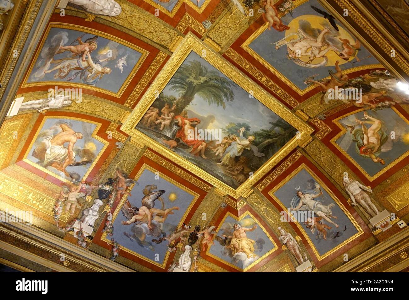 Ägyptische Zimmer (Sala) Egizia Decke - Galleria Borghese - Rom, Italien, Stockfoto