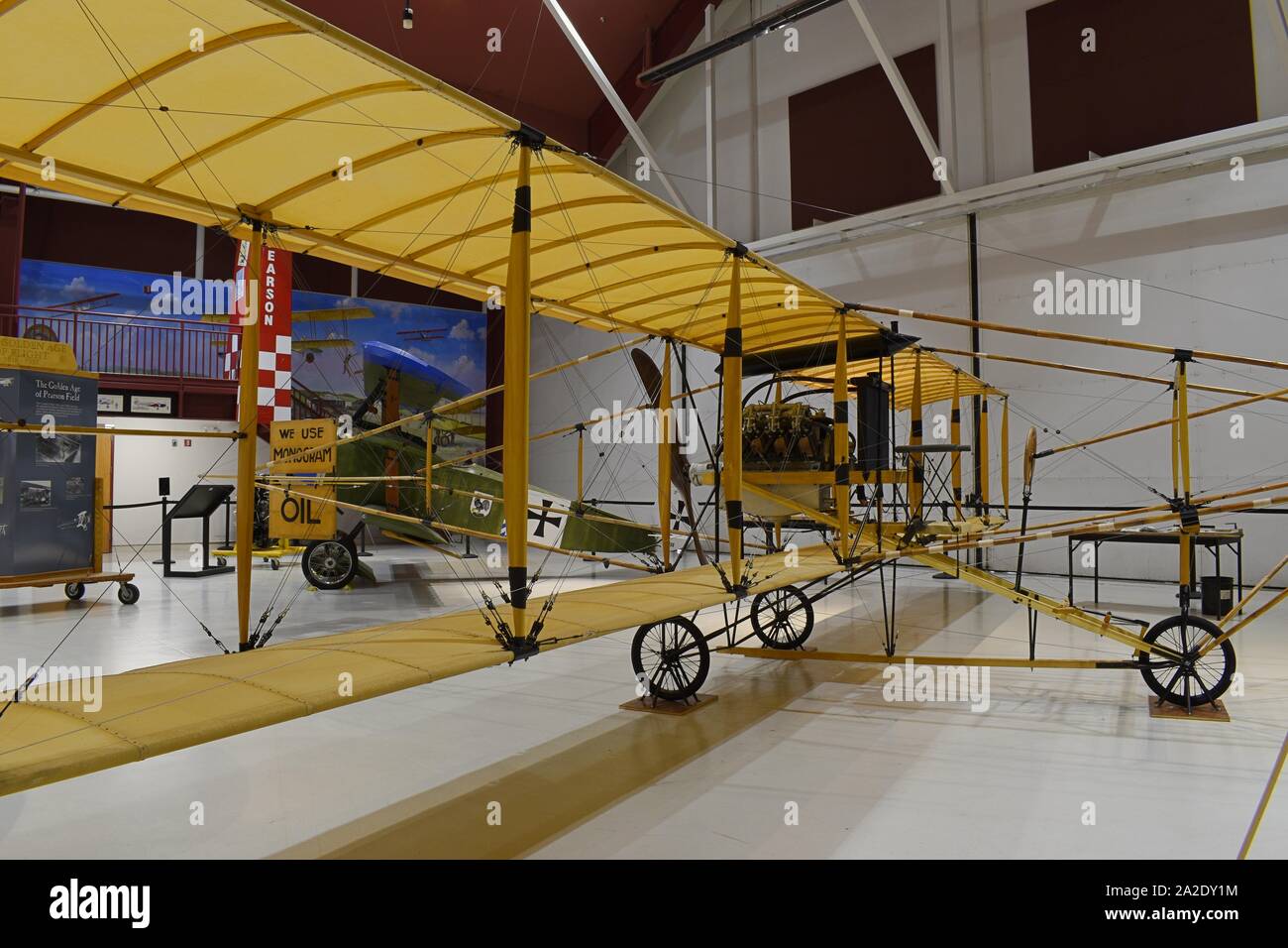 Eine Nachbildung einer Curtiss D Pusher Teil der Sammlungen Pläne am Pearson Air Museum. Teil des Fort Vancouver historischen Ort. Stockfoto