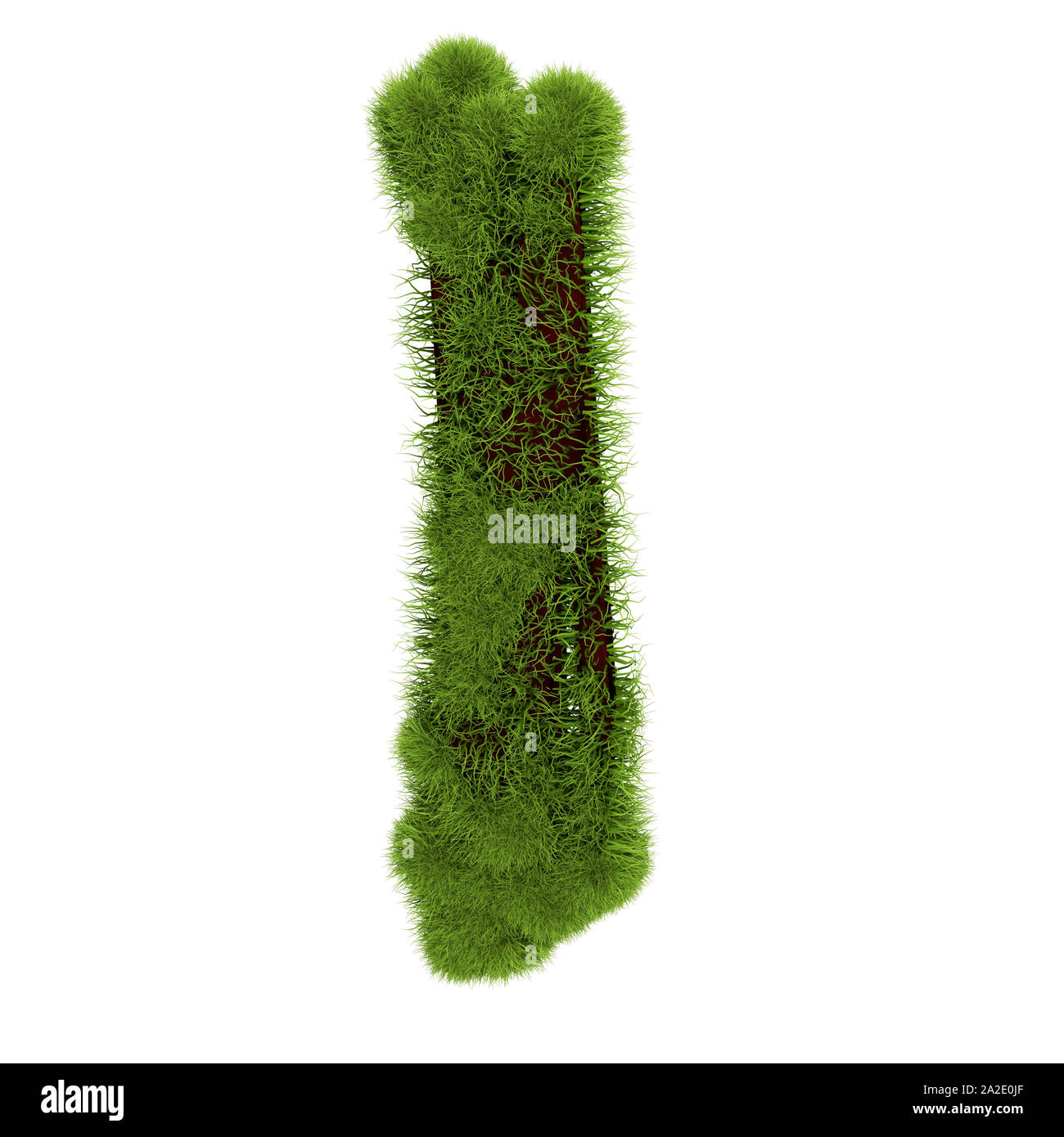 Gras Buchstaben I auf weißem Hintergrund. Symbol abgedeckt grünes Gras. Eco schreiben. 3D-Darstellung. Stockfoto