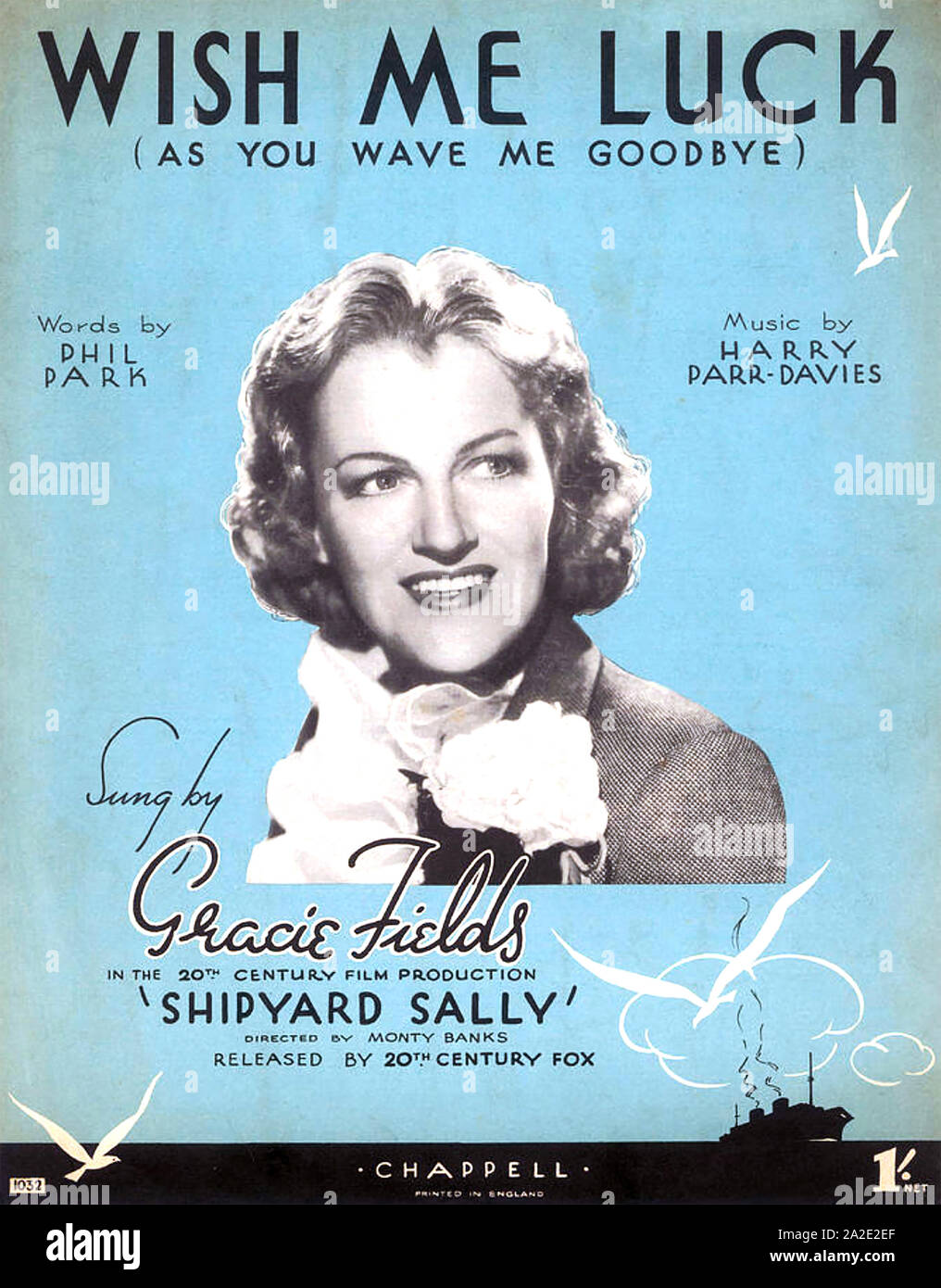 GRACIE FIELDS (1898-1979) englische Schauspielerin und Entertainerin auf einem Notenblatt 1939 Stockfoto GRACIE FIELDS (1898-1979) englische Schauspielerin und Entertainerin auf einem Notenblatt 1939 Stockfoto