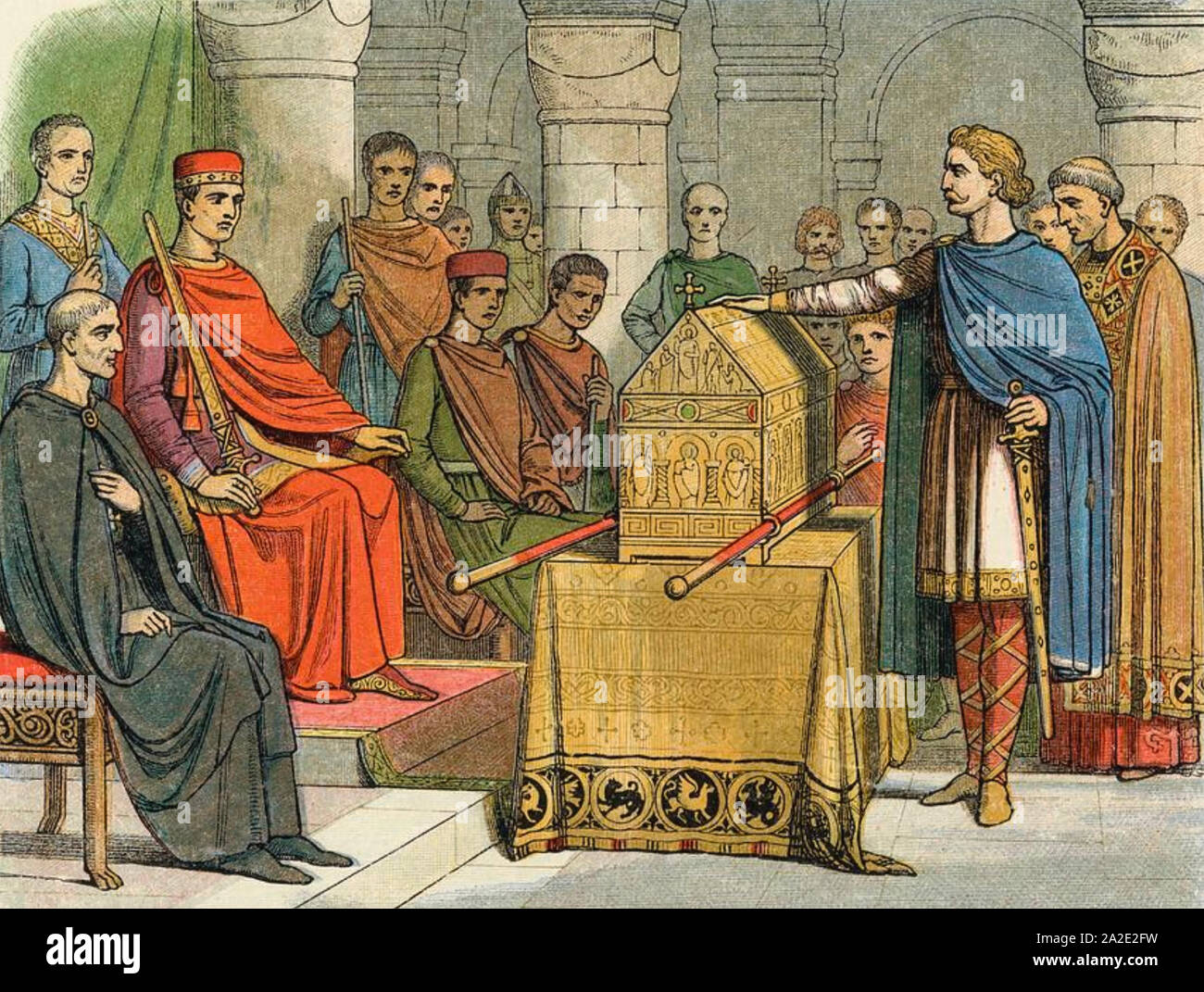 HAROLD GODWINSON (aka König Harold II) die Vereidigung von Office 1066 Stockfoto