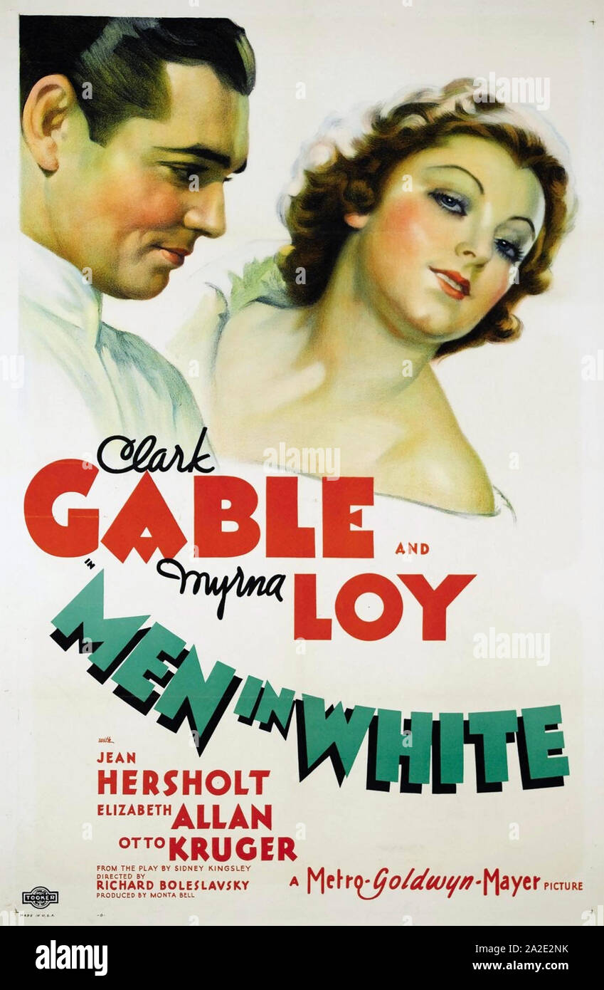 Männer in weißen MGM Film 1934 mit Myrna Loy und Clark Gable Stockfoto