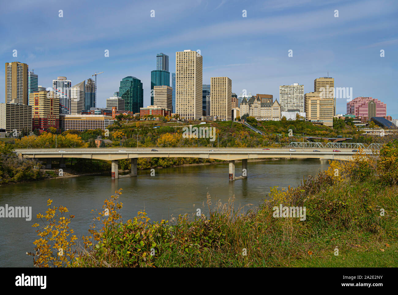 Edmonton Downtown Skyline. Stockfoto