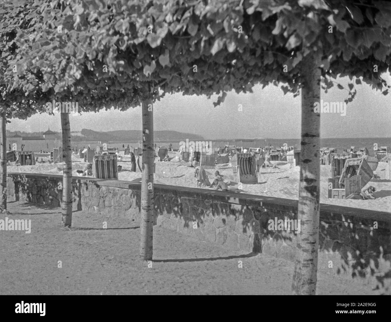 Ostseebad Zoppot, Ausblick auf dden Zoppoter Strand, 1930er Jahre. Ostseebad Zoppot, Blick auf den Strand, 1930er Jahre. Stockfoto