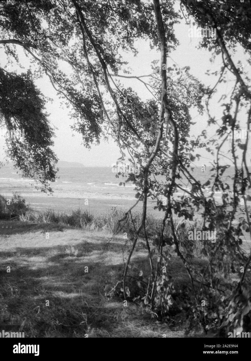 Ostseebad Zoppot, Ausblick auf den Zoppoter Strand, 1930er Jahre. Ostseebad Zoppot, Blick auf den Strand, 1930er Jahre. Stockfoto