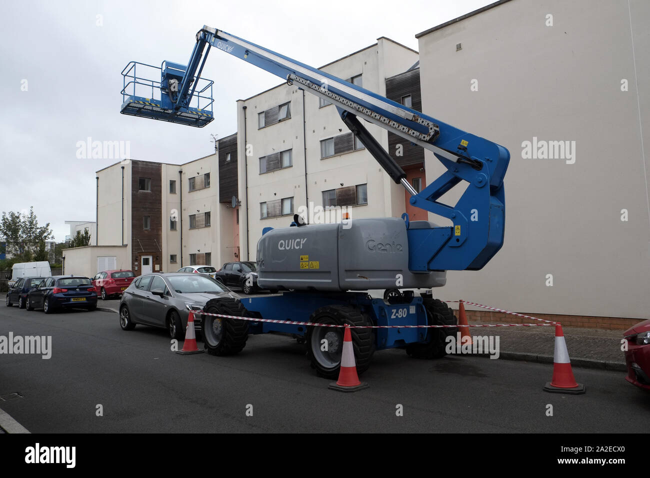 September 2019 - Mobile Hubarbeitsbühne in Portishead UK Stockfoto