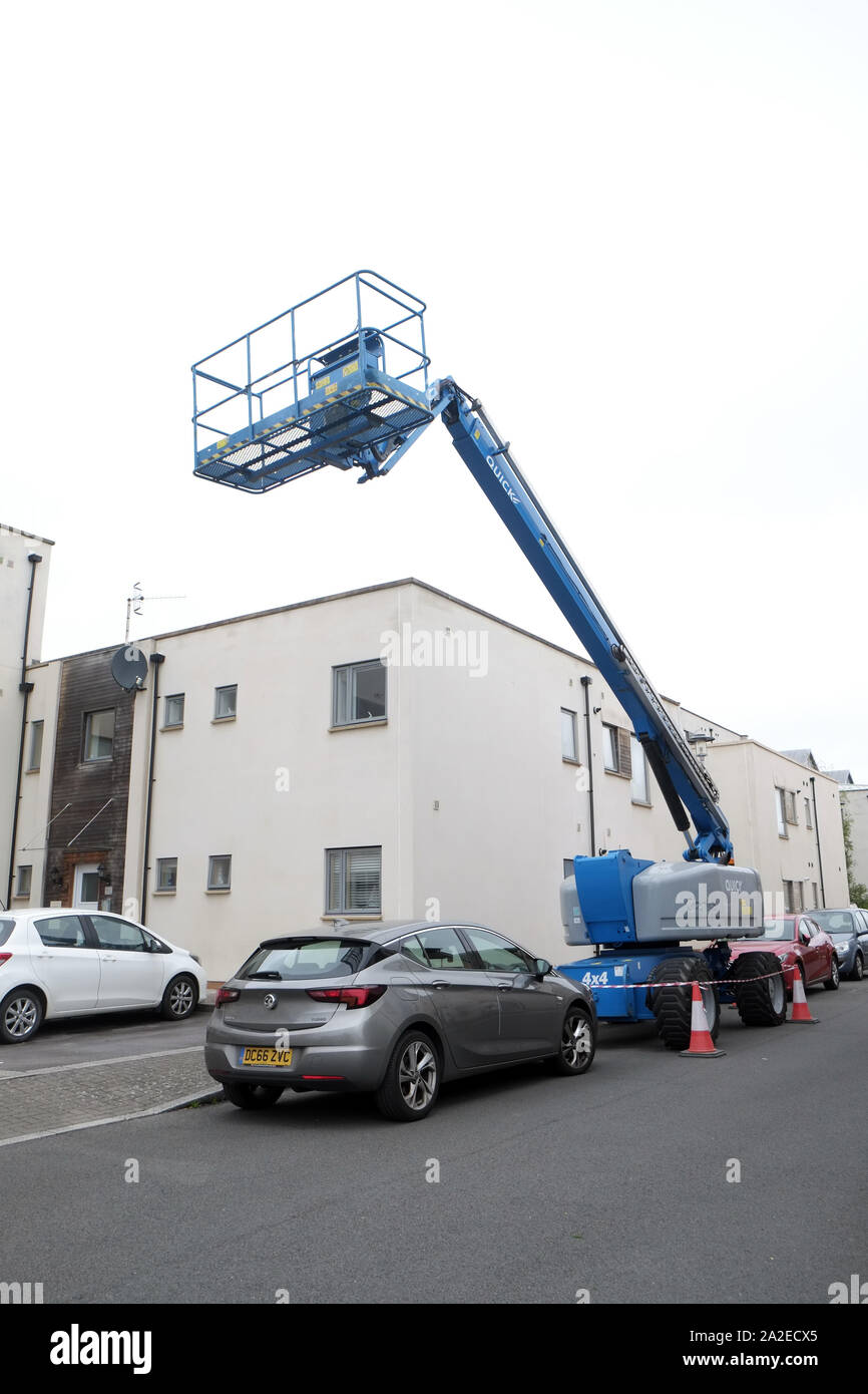 September 2019 - Mobile Hubarbeitsbühne in Portishead UK Stockfoto