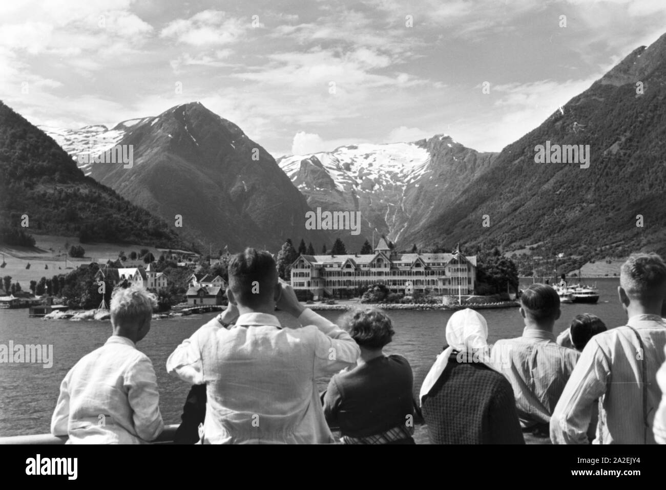 Eine Kreuzfahrt nach Norwegen, Deutsches Reich 30er Jahre. Eine Kreuzfahrt nach Norwegen, Deutschland 1930. Stockfoto