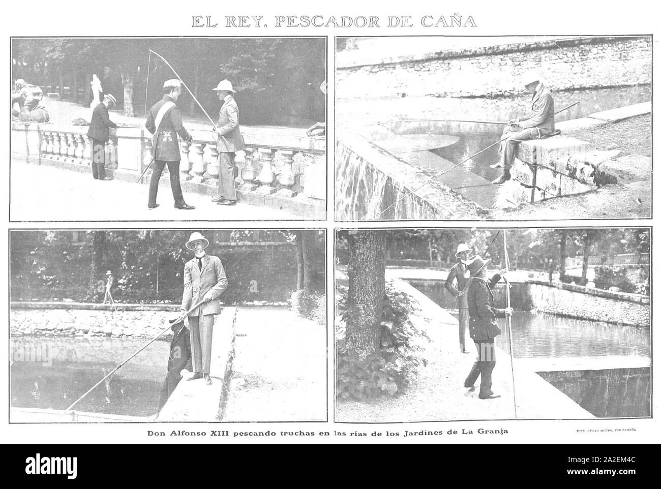 El Rey, Pescador de Caña, de Campúa, Nuevo Mundo, 25-07 -1907. Stockfoto