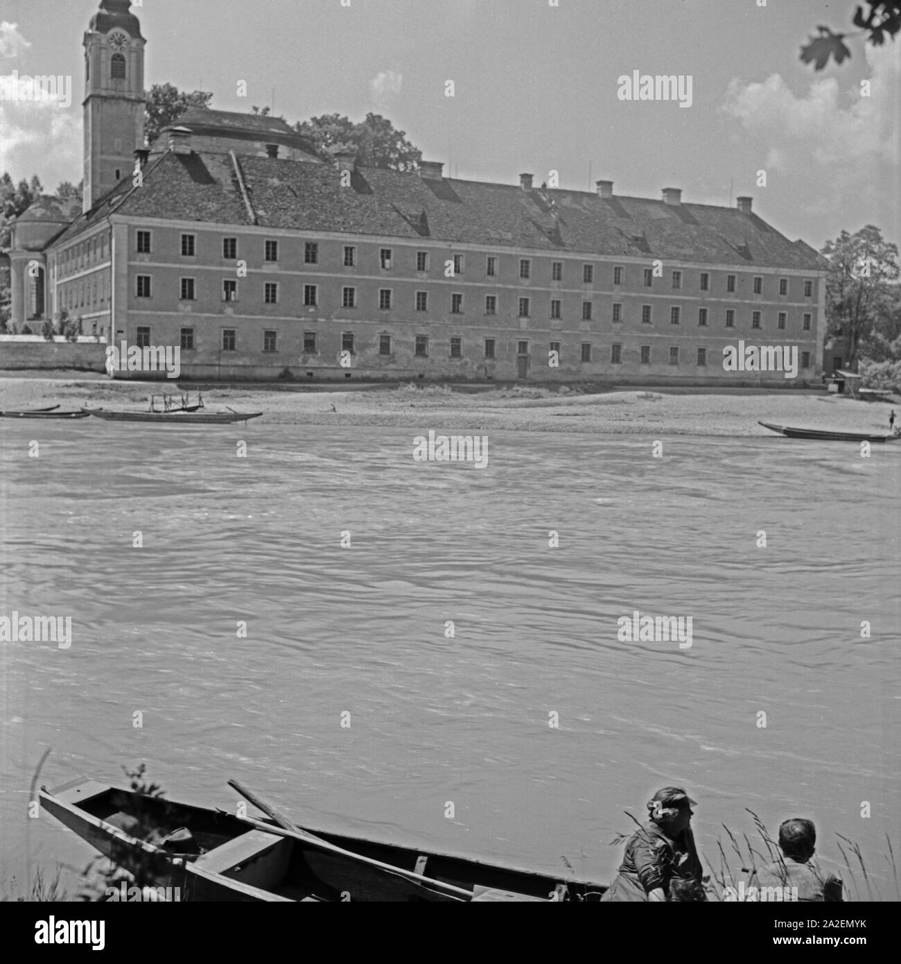 Das Kloster Weltenburg am Donaudurchbruch, Deutschland 1930er Jahre. Kloster Weltenburg an der Donau, Deutschland 1930. Stockfoto