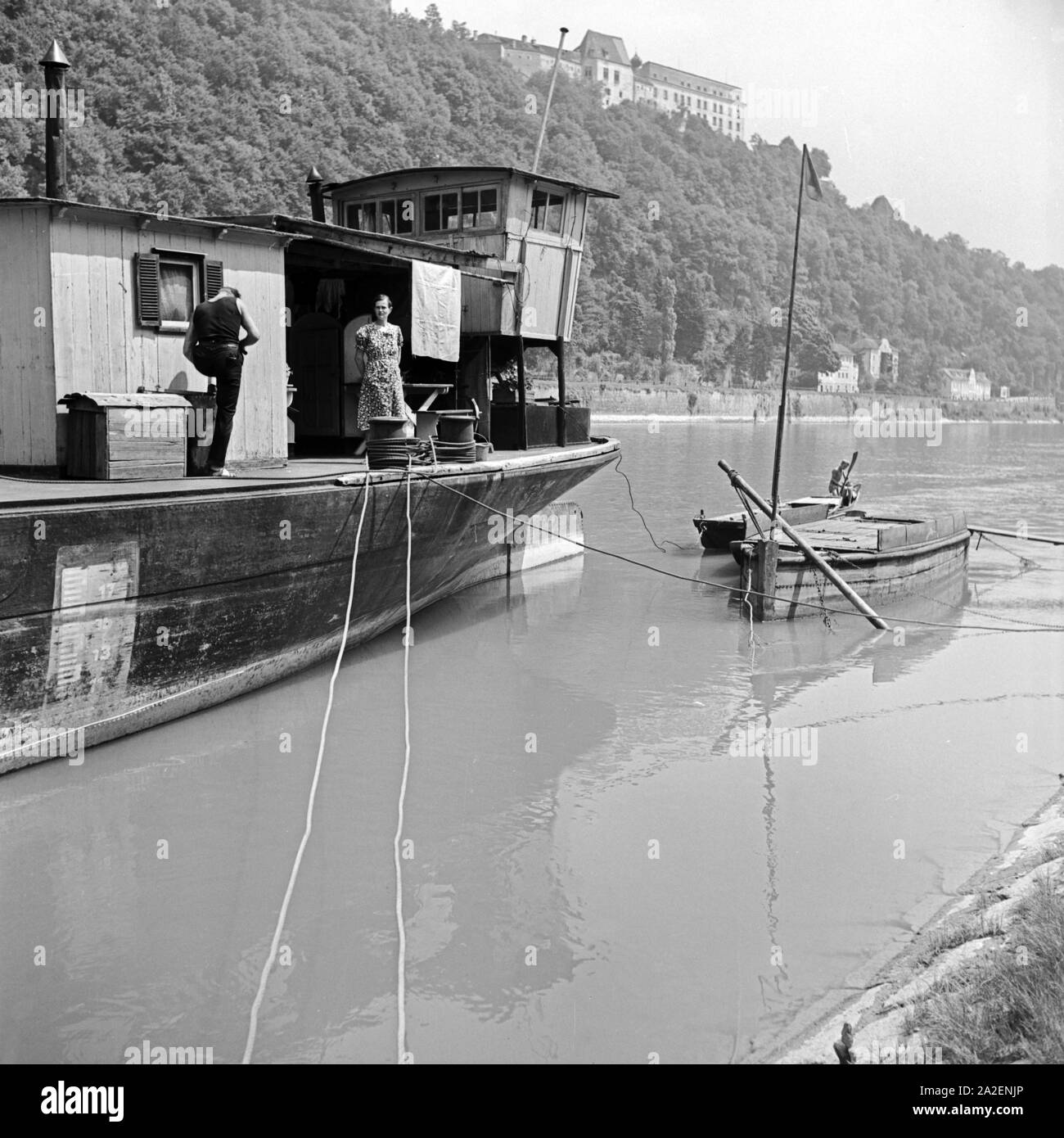 Veste Oberhaus an der Donau bei Passau, Deutschland 1930er Jahre sterben. Oberhaus Burg an der Donau bei Passau, Deutschland 1930. Stockfoto