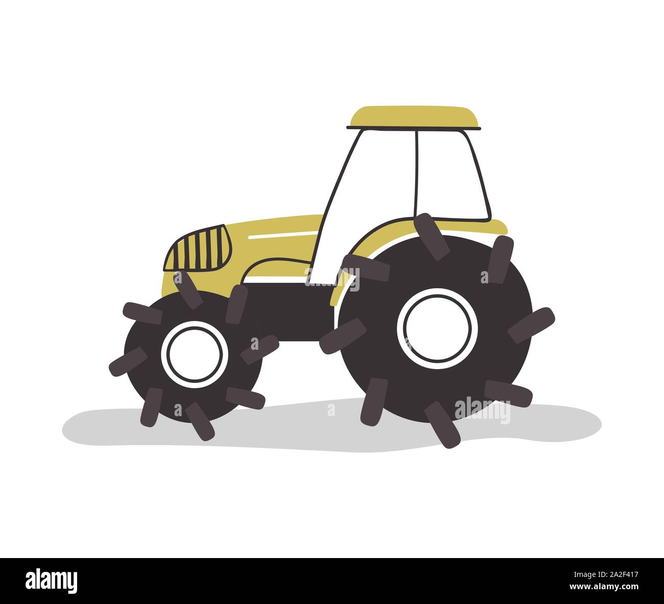 Farm Traktor Fahrzeug auf isolierten weißen Hintergrund. Moderne Wohnung Cartoon Stil Landwirtschaft Industrie Transport. Stock Vektor