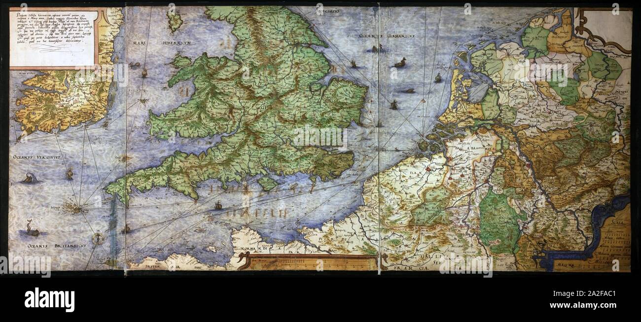 England und den Niederlanden, alte Karte von Christiaan Sgroten. Stockfoto