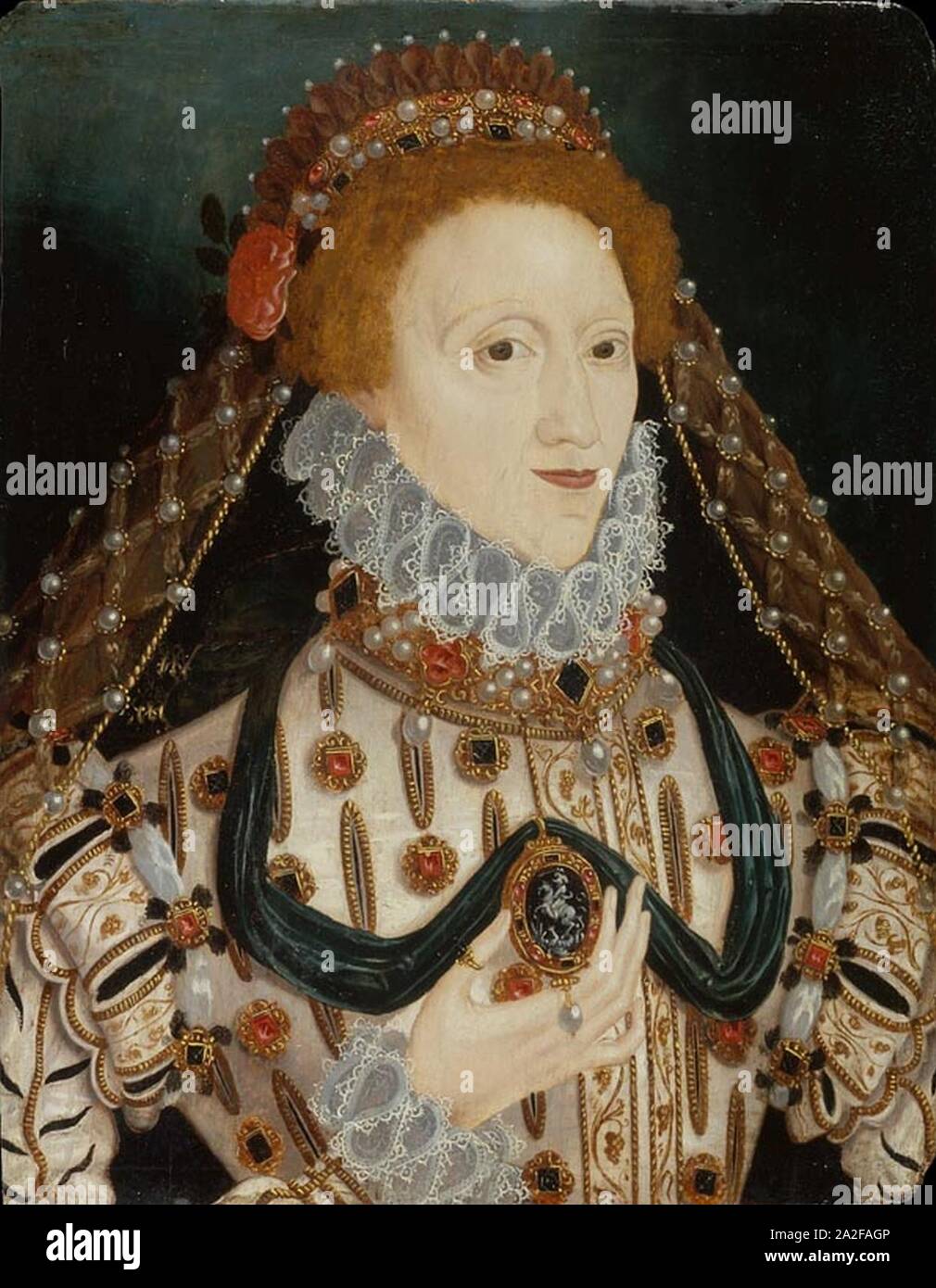 Elizabeth I unbekannter Künstler c 1575 v 2. Stockfoto