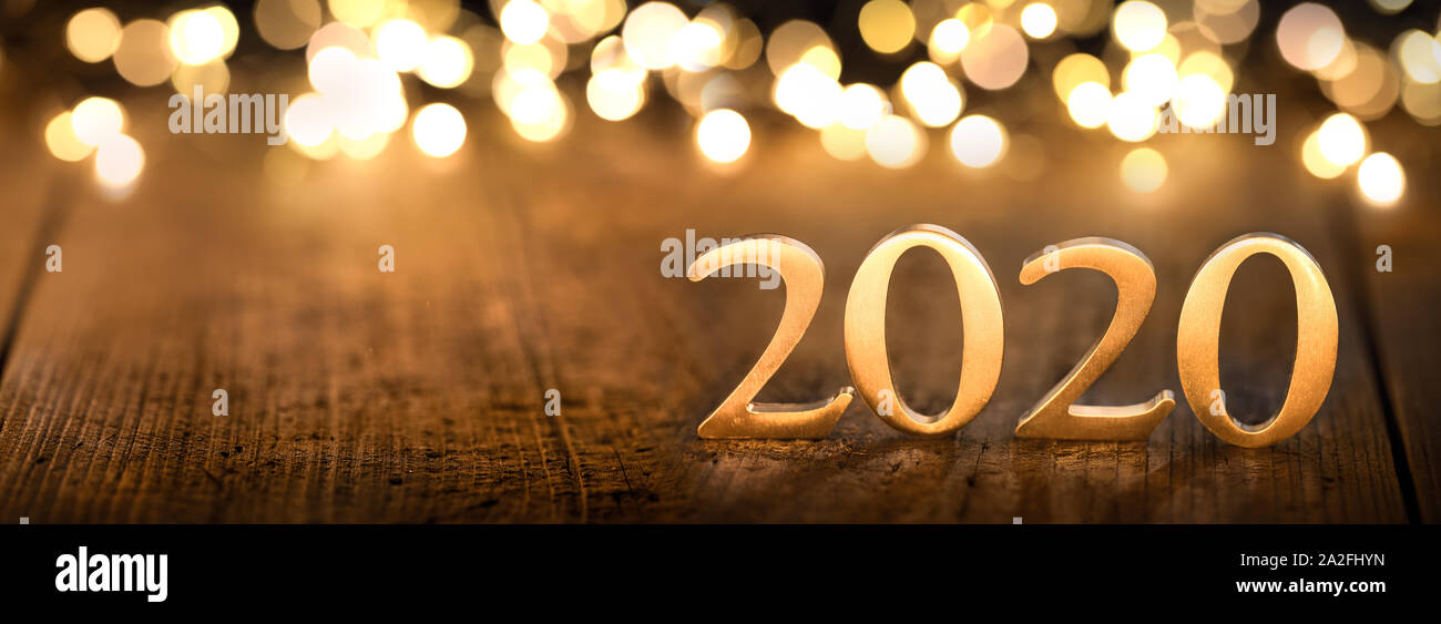 2020 Jahr goldene Zahlen, festlichen Hintergrund Stockfoto