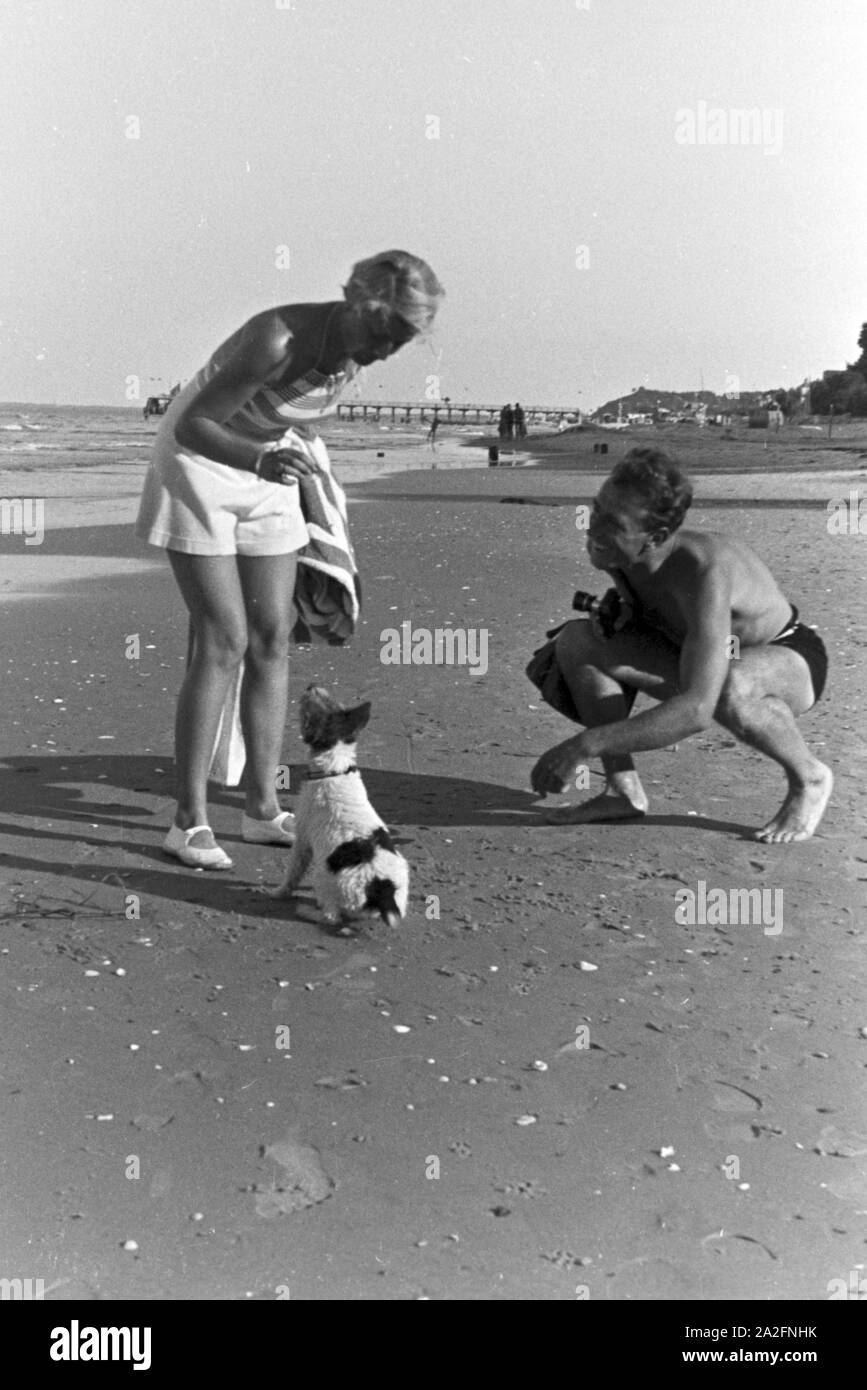 Eine Familie im Urlaub an der Ostsee, Deutsches Reich 30er Jahre. Eine Familie im Urlaub an der Ostsee, Deutsches Reich 1930. Stockfoto