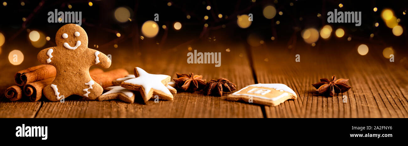 Weihnachten Plätzchen und Kekse festlichen Hintergrund Stockfoto
