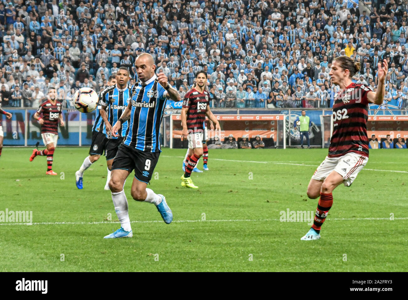 PORTO ALEGRE, RS - 02.10.2019: GRÊMIO X FLAMENGO - bei Grêmio vs Flamengo, ein Gleiches gilt für die Copa Libertadores Halbfinale, 1-Bein übereinstimmen, an der Arena tun Grêmio Stadion, in der Stadt Porto Alegre entfernt, am Mittwoch Abend (02). (Foto: nayra Halm/Fotoarena) Stockfoto