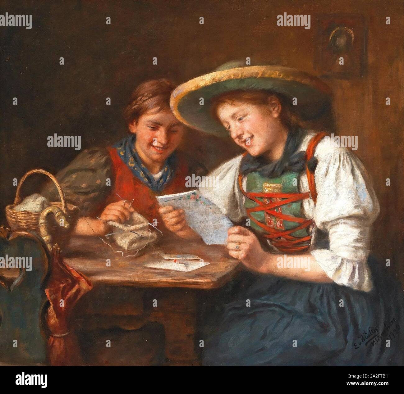 Emma Müller Edle von Seehof - Der Liebesbrief. Stockfoto