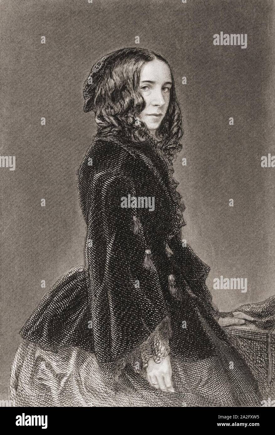 Elizabeth Barrett Browning, poetische Werke Band I, Gravur. Stockfoto