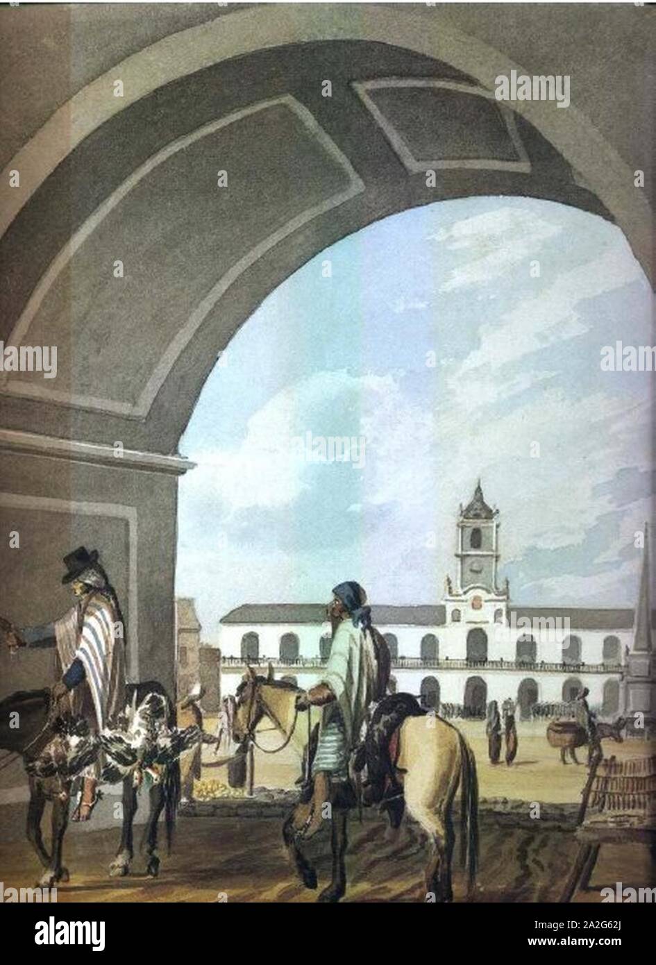 Emeric Essex Vidal-Vista del Cabildo desde La Recova - 1817. Stockfoto