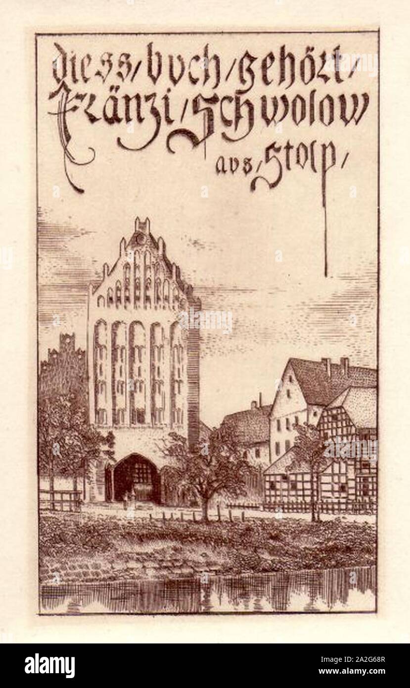 Emil Anner-Ex Libris für Fränzi Schwolow. Stockfoto