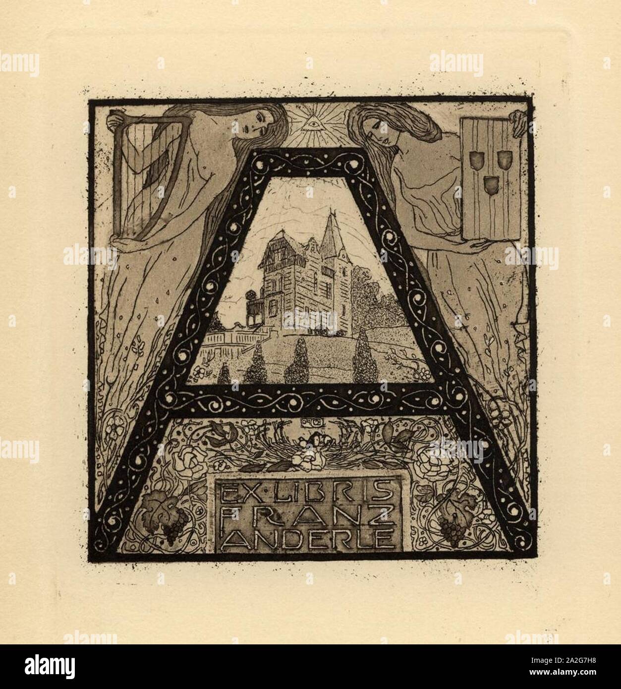 Emil Orlik Exlibris. Stockfoto