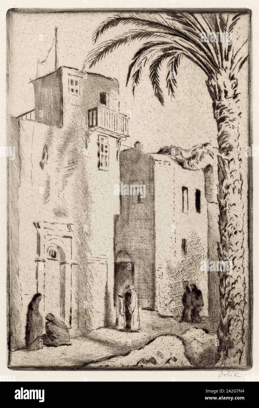 Emil Orlik Straße in einer arabischen Stadt. Stockfoto