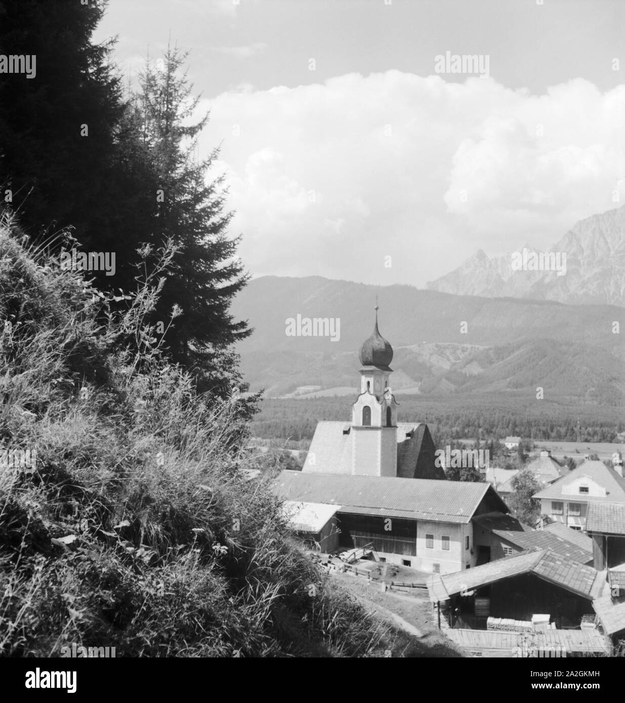 Ein Ausflug nach Pille in Tirol, Deutsches Reich 30er Jahre. Eine Reise nach Pille in Tirol, Deutschland 1930. Stockfoto