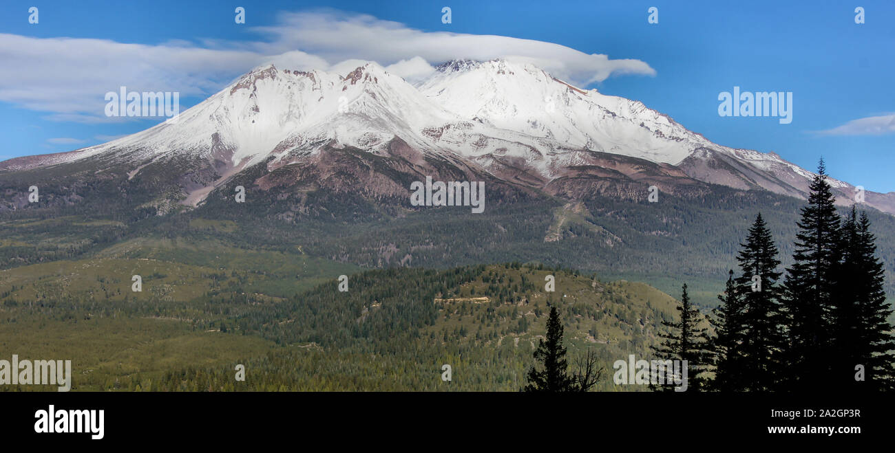 Mount Shasta Ansichten als von Black Butte Trail gesehen. Stockfoto